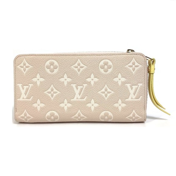 Louis Vuitton Monogram Amplant Zippy Wallet Round Zipper Pink Beige Yellow - Picture 2 of 8